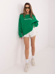 RUE PARIS Ciemnozielona dresowa bluza oversize bez kaptura
