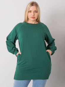 Ciemnozielona bawełniana bluza damska plus size