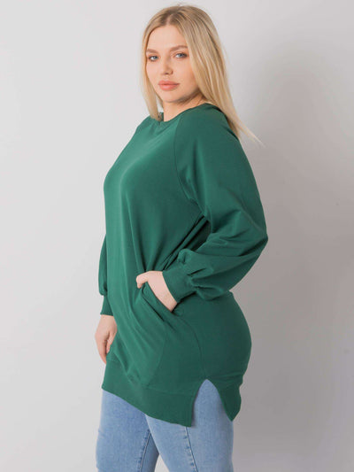 Ciemnozielona bawełniana bluza damska plus size