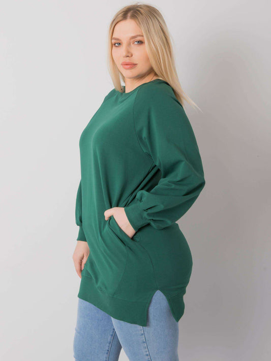 Ciemnozielona bawełniana bluza damska plus size