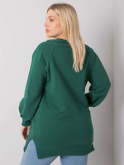 Ciemnozielona bawełniana bluza damska plus size