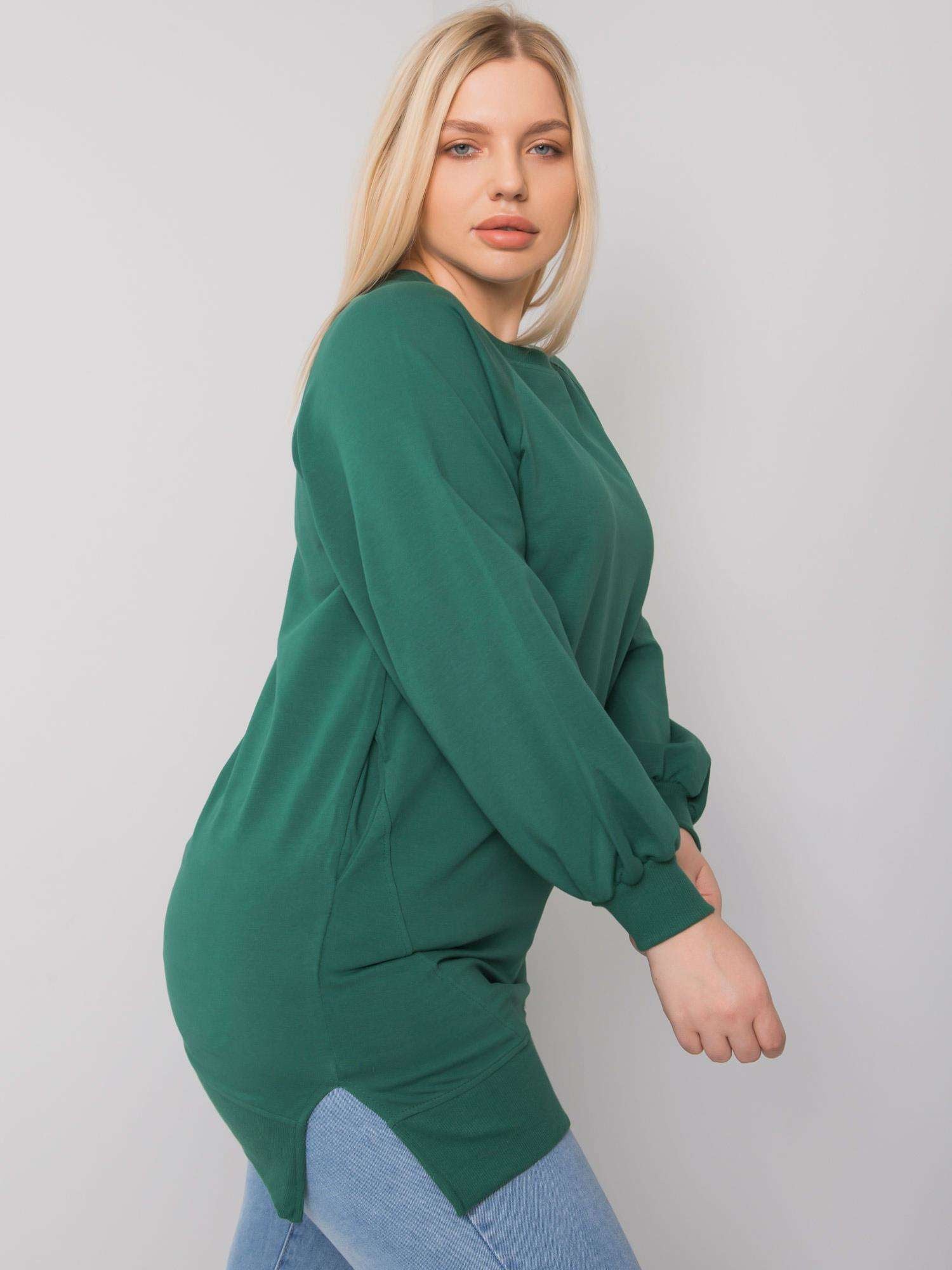 Ciemnozielona bawełniana bluza damska plus size