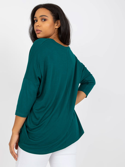 Ciemnozielona gładka bluzka plus size z wiskozy