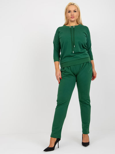 Ciemnozielone dresowe spodnie plus size z gumką w pasie Savage