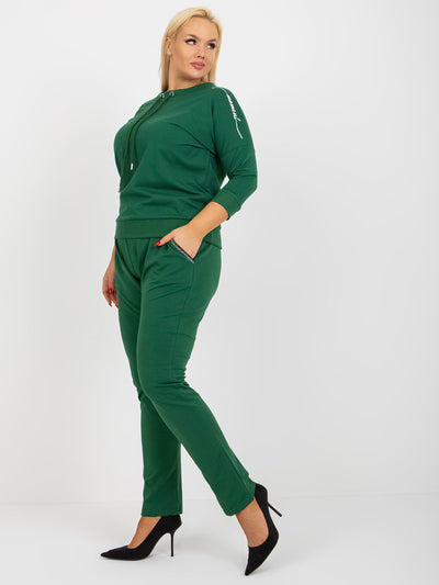 Ciemnozielone dresowe spodnie plus size z gumką w pasie Savage