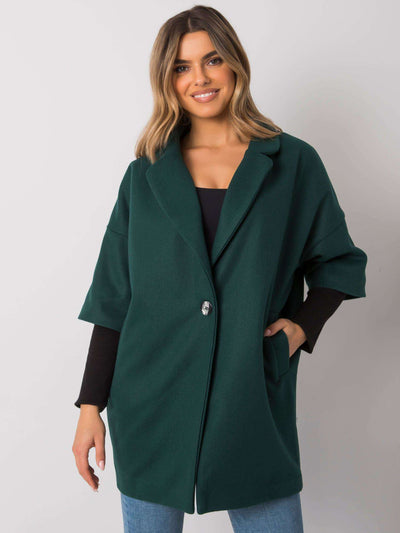 RUE PARIS Ciemnozielony płaszcz oversize