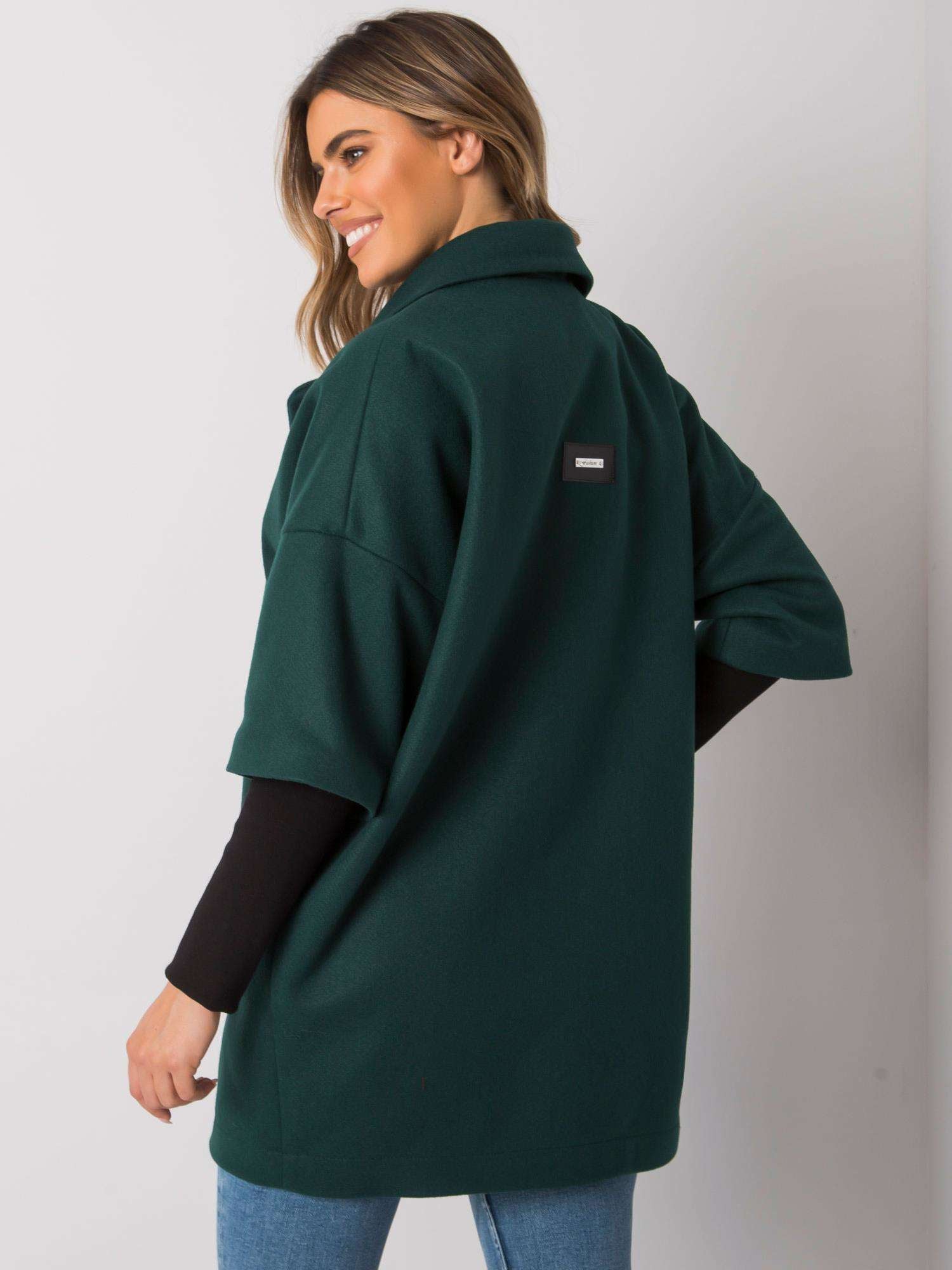 RUE PARIS Ciemnozielony płaszcz oversize