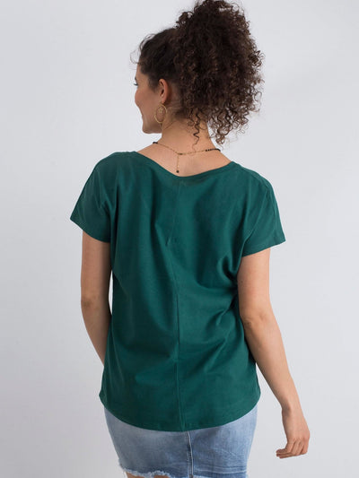 Bawełniany t-shirt V-neck ciemnozielony