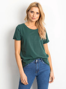 Bawełniany t-shirt damski basic ciemnozielony