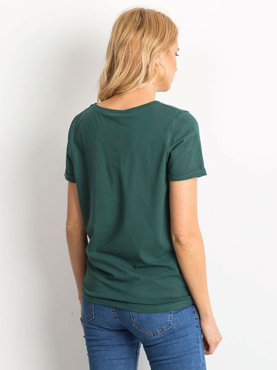 Bawełniany t-shirt damski basic ciemnozielony
