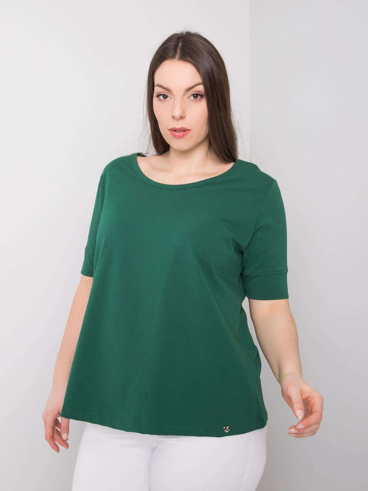 Ciemnozielony bawełniany t-shirt damski plus size