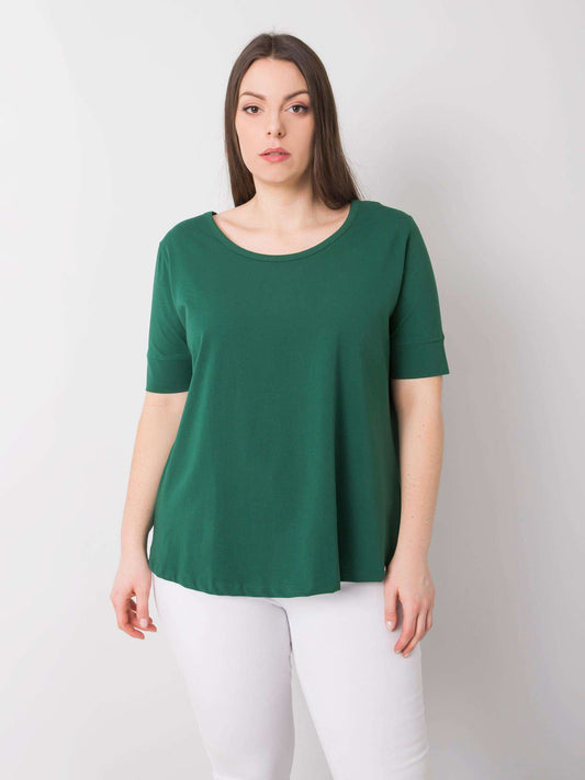Ciemnozielony bawełniany t-shirt damski plus size