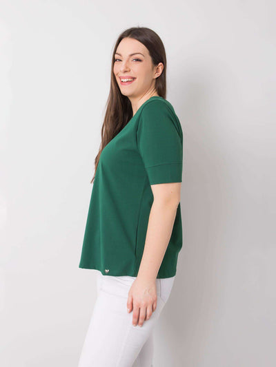 Ciemnozielony bawełniany t-shirt damski plus size