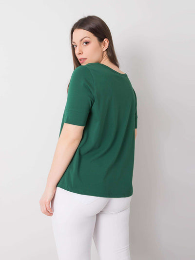 Ciemnozielony bawełniany t-shirt damski plus size