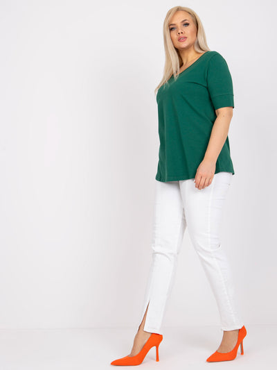 Ciemnozielony bawełniany t-shirt damski plus size