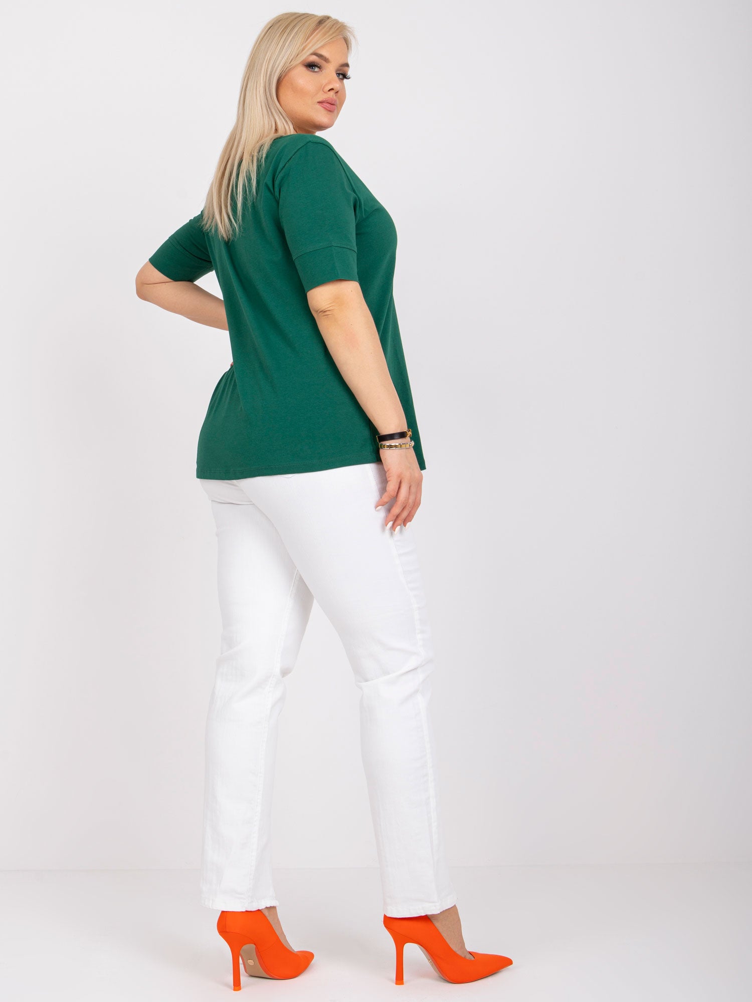 Ciemnozielony bawełniany t-shirt damski plus size