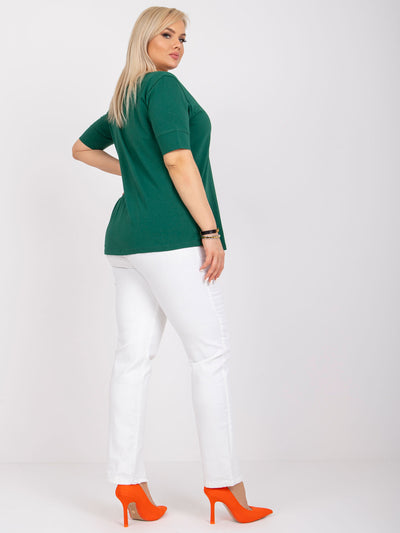 Ciemnozielony bawełniany t-shirt damski plus size