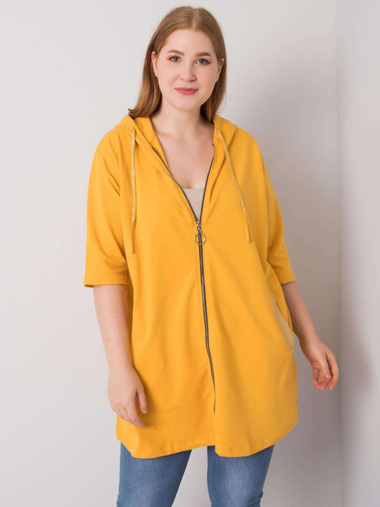 Ciemnożółta damska bluza plus size rozpinana