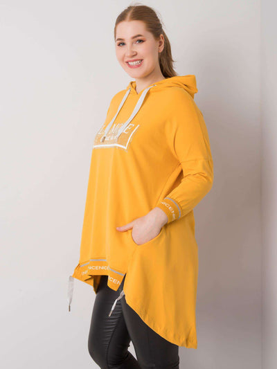 Ciemnożółta bluza damska plus size z kieszenią