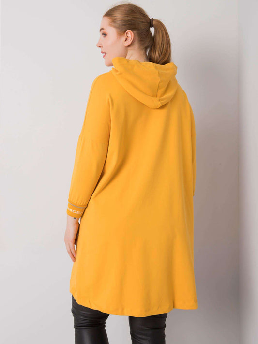 Ciemnożółta bluza damska plus size z kieszenią
