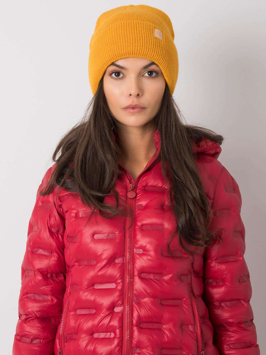 Ciemnożółta damska czapka beanie