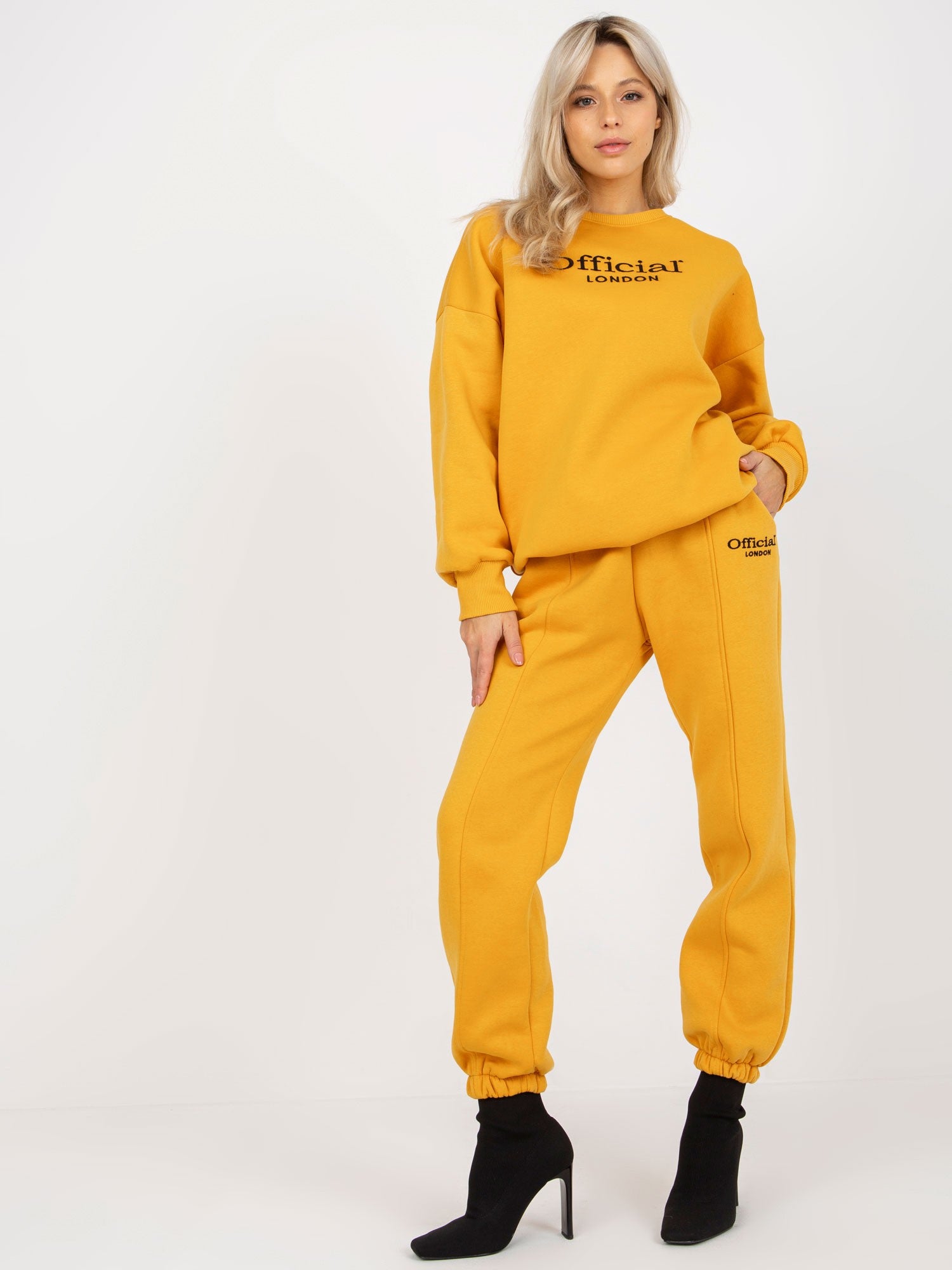 Ciemnożółty dwuczęściowy komplet dresowy oversize