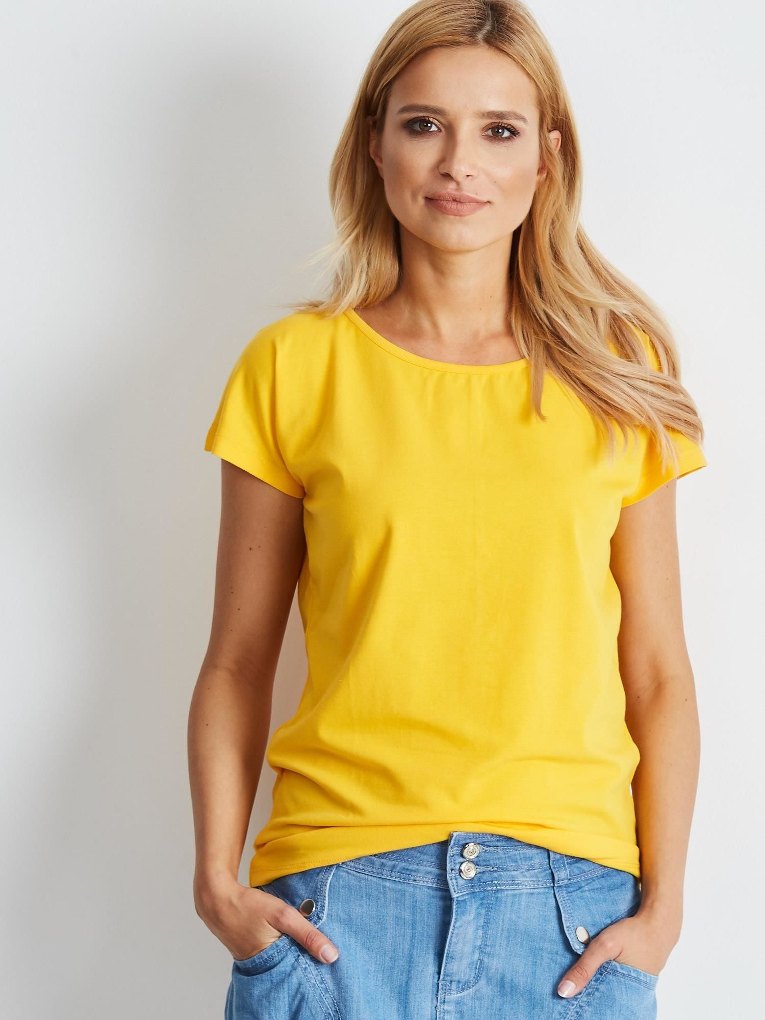 T-shirt basic ciemnożółty