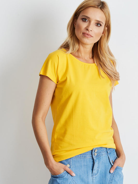T-shirt basic ciemnożółty