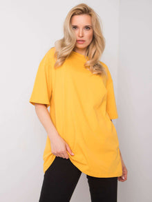 RUE PARIS Ciemnożółty t-shirt bawełniany