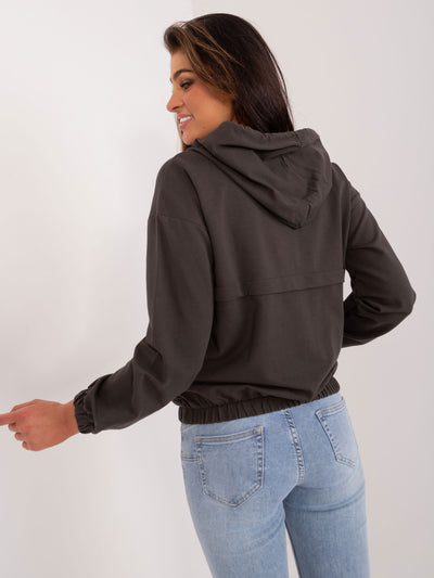 Ciemny khaki bawełniana bluza z kieszeniami