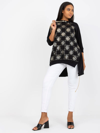 Czarna bluzka plus size z dłuższym tyłem