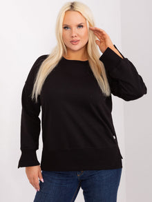 Czarna bluza plus size z rozcięciami na rękawach