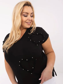 Czarna casualowa bluzka plus size ze ściągaczem