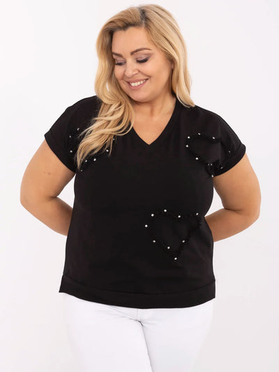 Czarna casualowa bluzka plus size ze ściągaczem