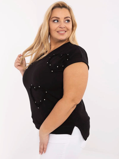Czarna casualowa bluzka plus size ze ściągaczem