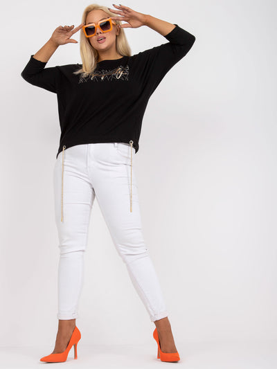 Czarna bawełniana bluzka plus size okrągłym dekoltem