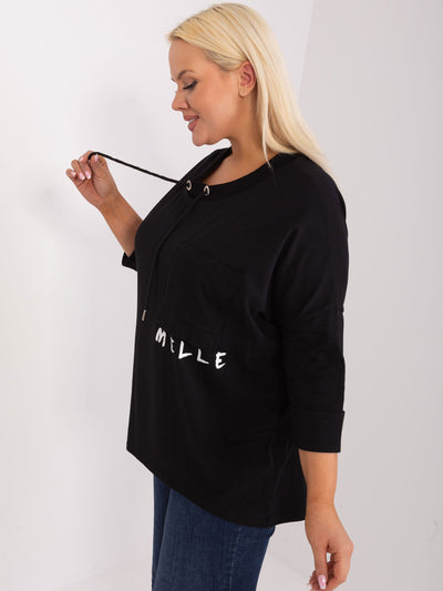 Czarna asymetryczna bluzka plus size z bawełny