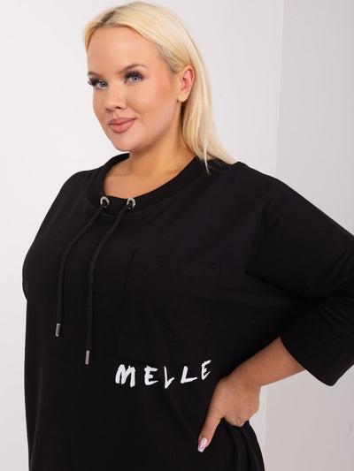 Czarna asymetryczna bluzka plus size z bawełny