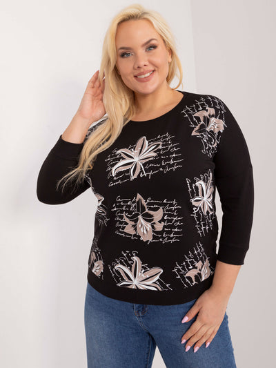 Czarna bluzka plus size z okrągłym dekoltem
