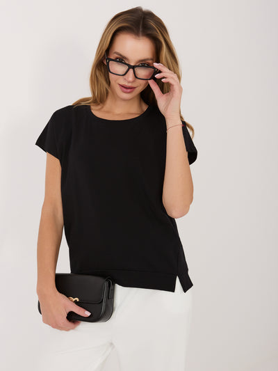 RUE PARIS Czarna bawełniana bluzka oversize