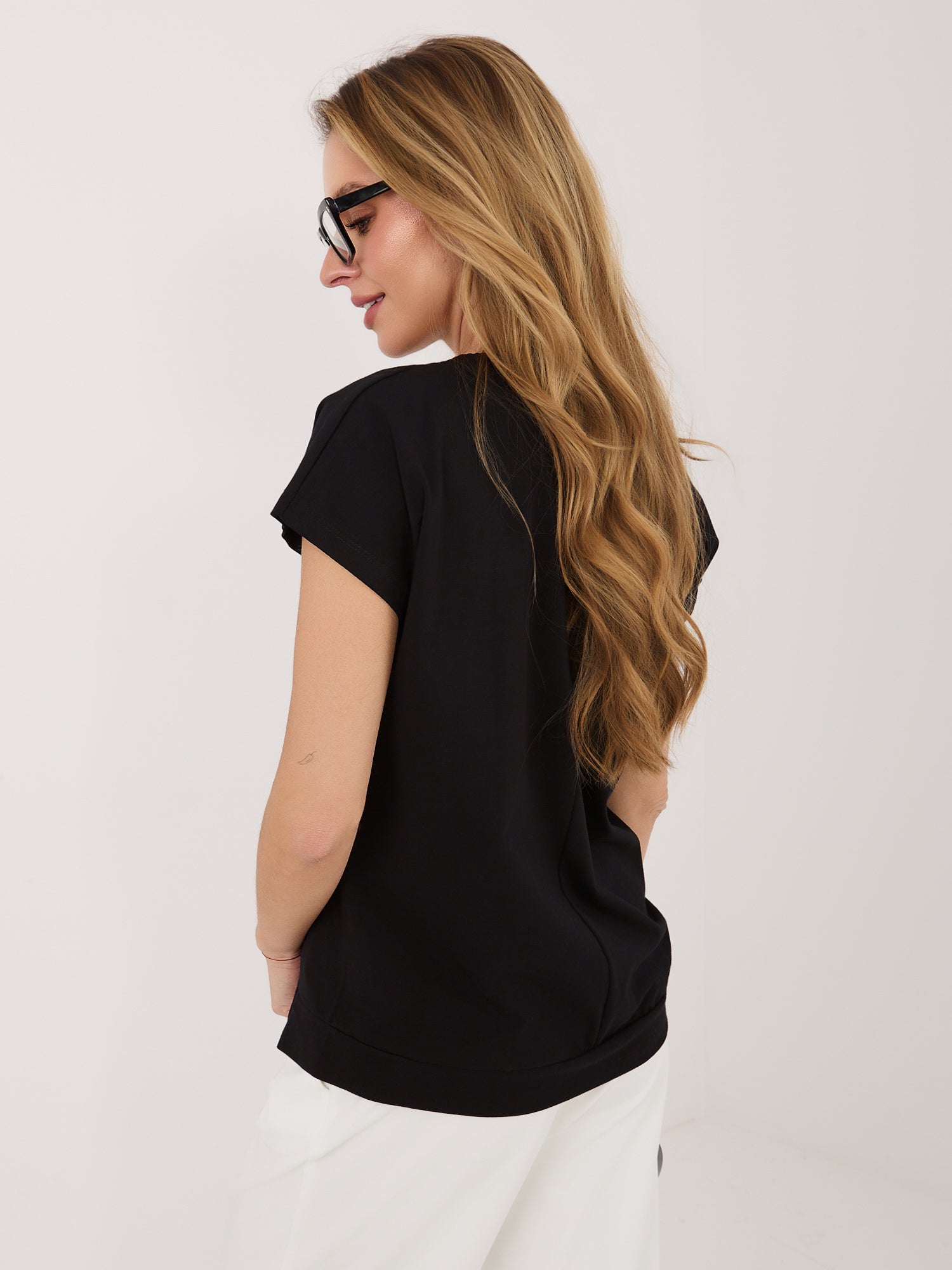 RUE PARIS Czarna bawełniana bluzka oversize