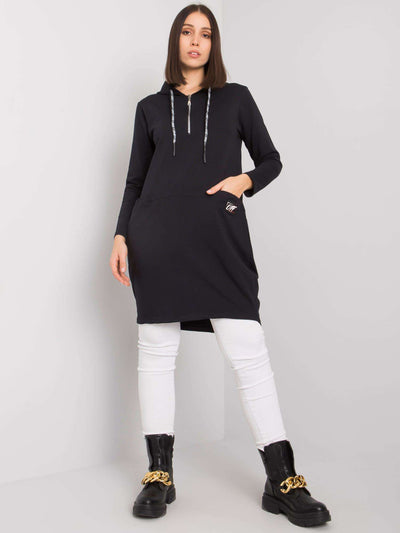 Czarna damska tunika plus size z kieszeniami