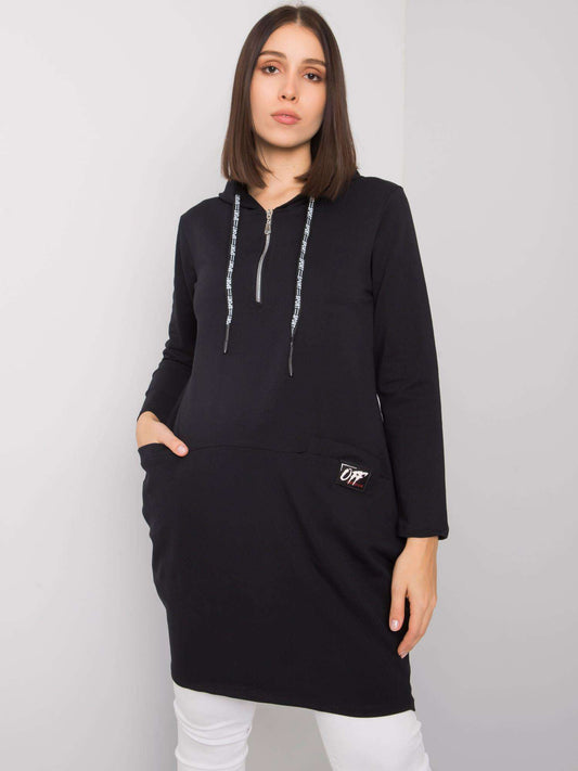 Czarna damska tunika plus size z kieszeniami