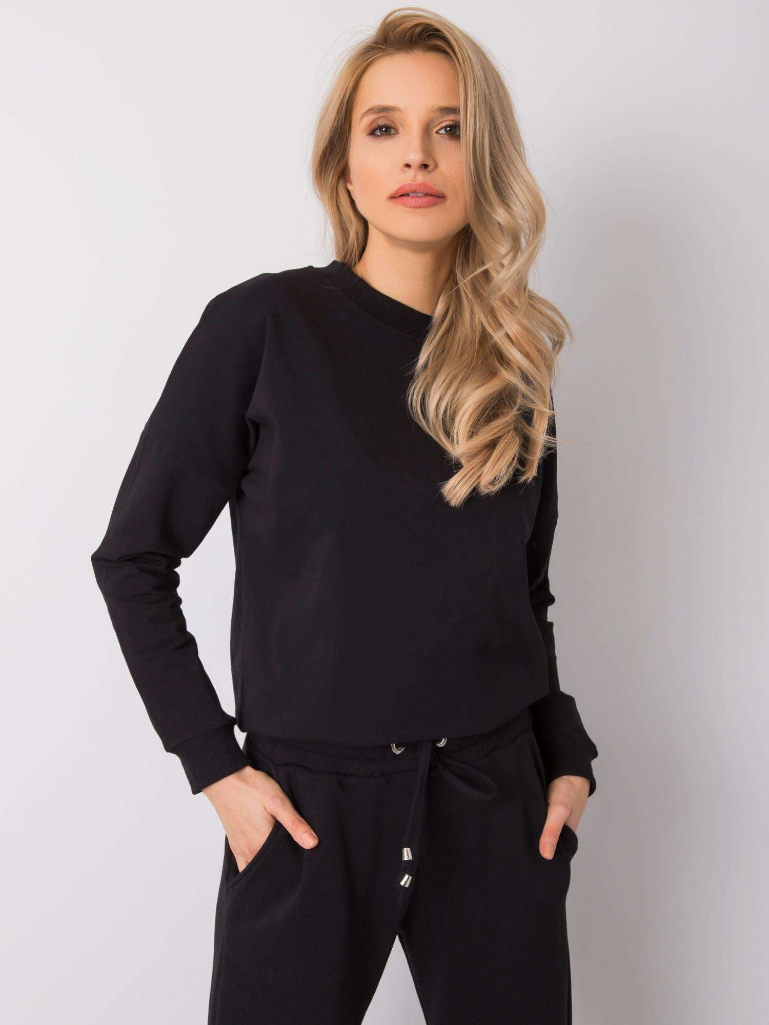 RUE PARIS Czarna bluza bez kaptura