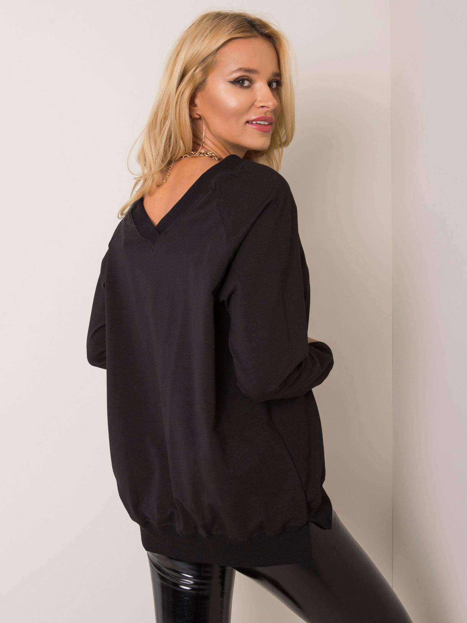 RUE PARIS Czarna bluza bawełniana
