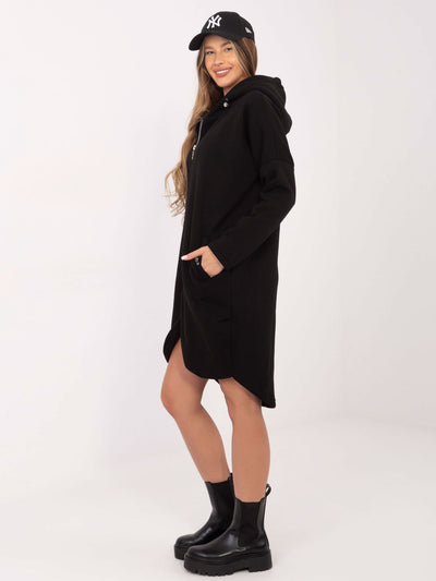 RUE PARIS Czarna długa bluza z kapturem