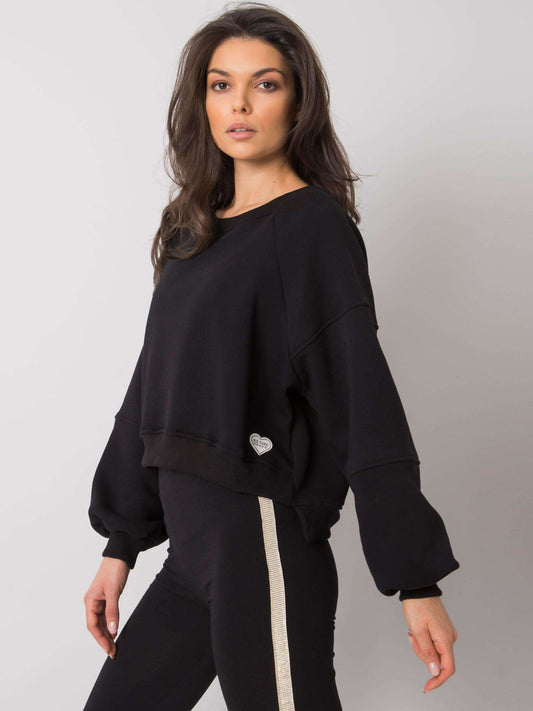 RUE PARIS Czarna bluza bez kaptura