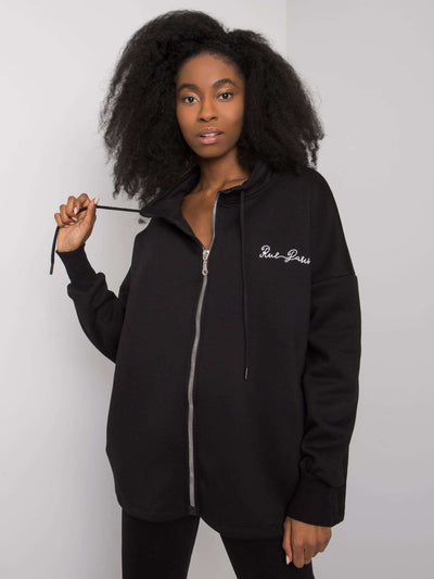 RUE PARIS Czarna bluza z kieszeniami