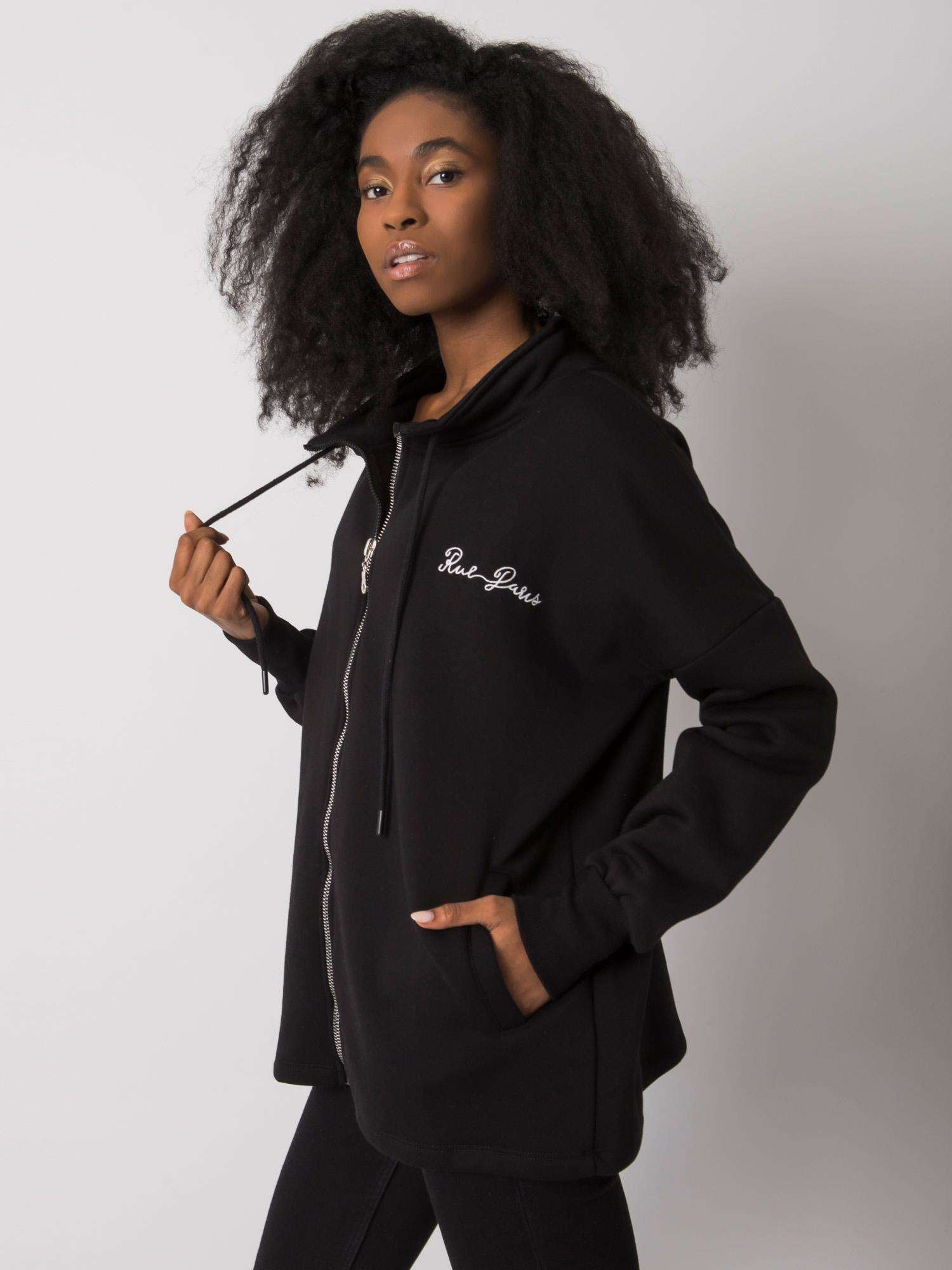 RUE PARIS Czarna bluza z kieszeniami