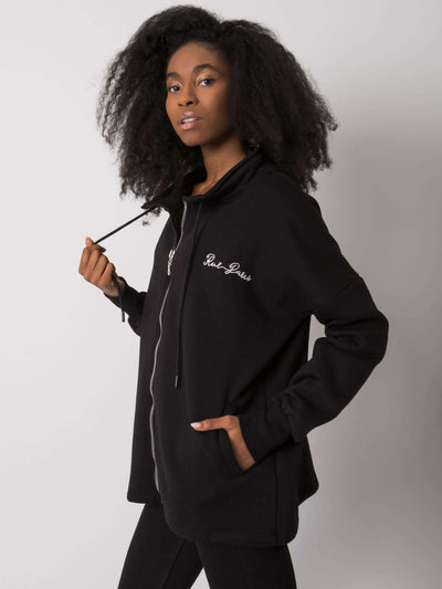 RUE PARIS Czarna bluza z kieszeniami